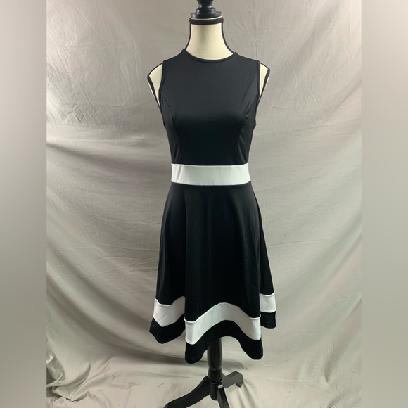 Sleeveless Aline Dress Black/White - Picture 7 of 10